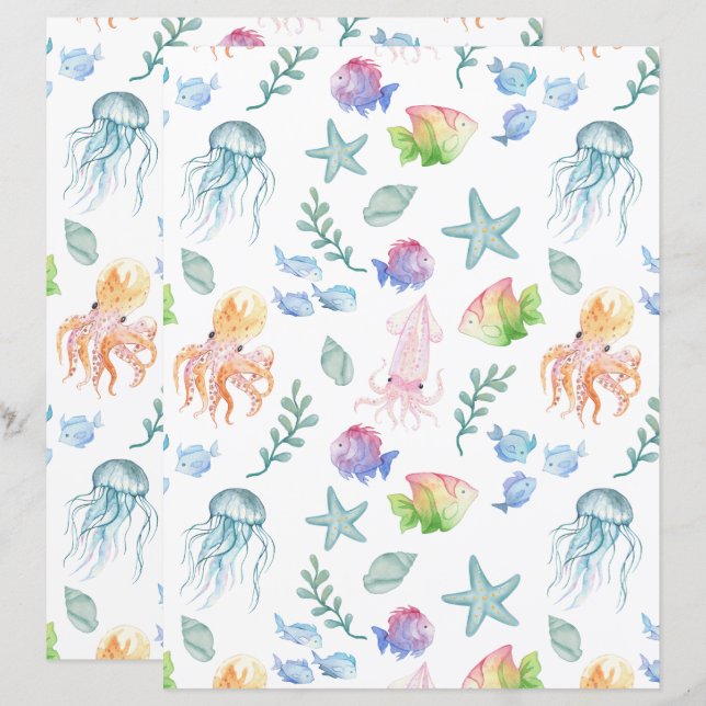 Under the Sea Scrapbook Paper (Front/Back)