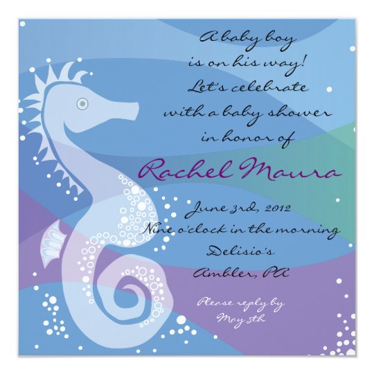 Under The Sea Seahorse Baby Boy Shower Invitation Zazzle.co.uk