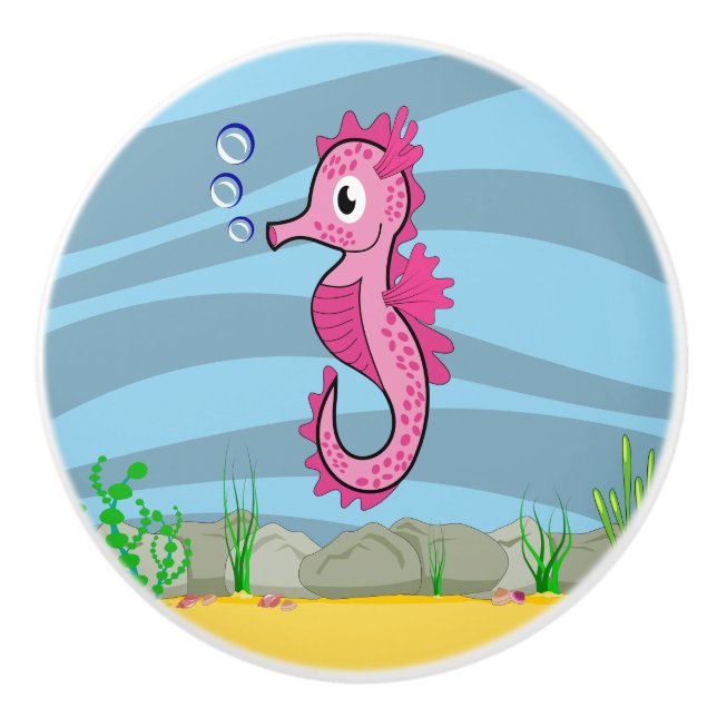 Under the Sea Seahorse Ceramic Knob (Front)