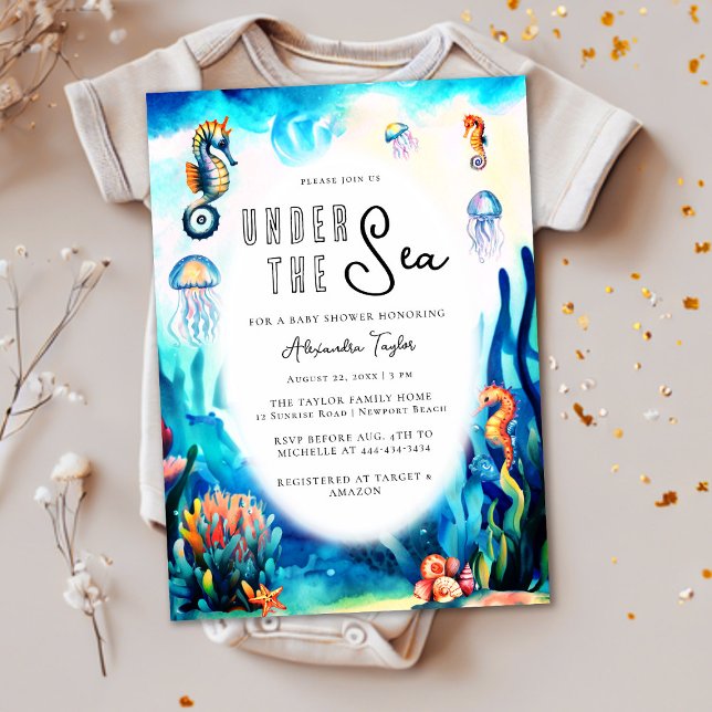 Under the Sea Seahorse Cute Ocean Baby Shower Invitation (Creator Uploaded)