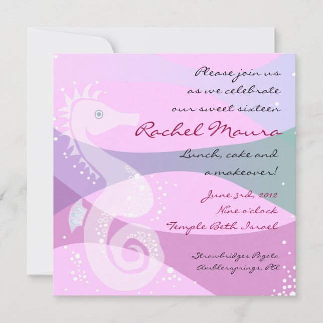Under The Sea Seahorse Sweet Sixteen Invitation (Front)