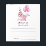 Under the sea Seal Birthday time capsule message Notepad<br><div class="desc">UNDER THE SEA. Our baby seal. Watercolor pink Seal in party hat themed 1st Birthday Day.</div>