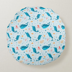 Under The Sea Seamless Pattern  Round Cushion