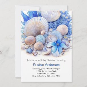 Under the Sea Seashell Blissful Boy Baby Shower Invitation