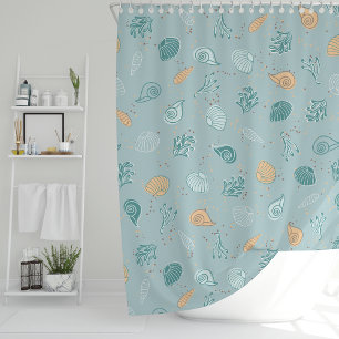 Under the Sea Seashells Coastal Marine Life Print Shower Curtain