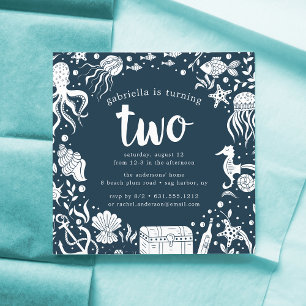Under the Sea   Second Birthday Party Invitation