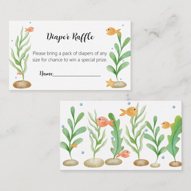 Under the Sea Shark Baby Shower Diaper Raffle Card (Front/Back)
