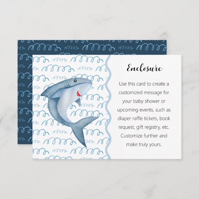 Under the Sea Shark Baby Shower Enclosure Card (Front/Back)
