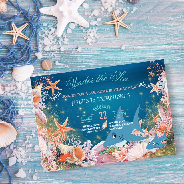 Under The Sea Sharks Kids Birthday Party Invitation (Creator Uploaded)