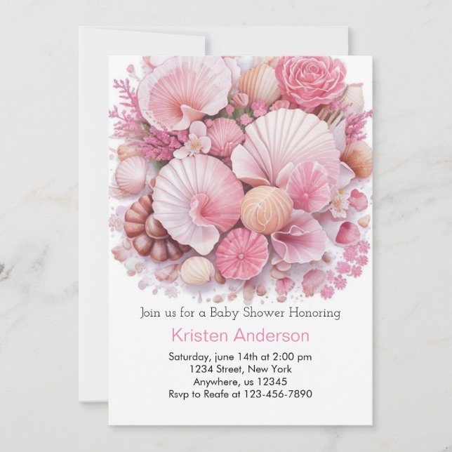 Under the Sea Shell Celebration Girl Baby Shower Invitation (Front)