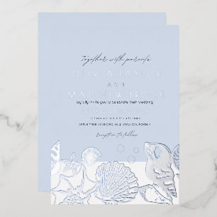 Under the Sea Silver Blue Shells Modern Wedding