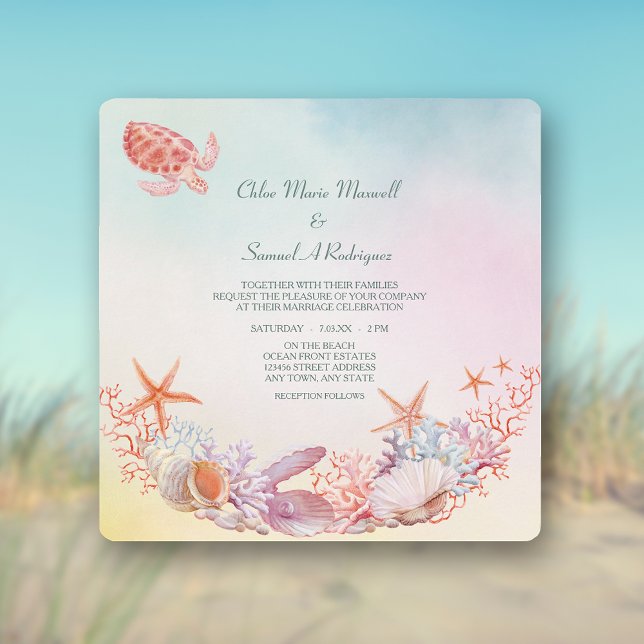 Under the Sea Soft Pastel Wedding Invitation (Creator Uploaded)