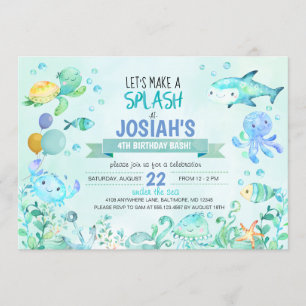Under The Sea Splash Birthday Boy Invitation