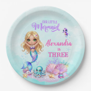 Under the Sea - Splish Splash - Mermaid Birthday Paper Plate