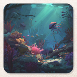 Under The Sea Square Paper Coaster