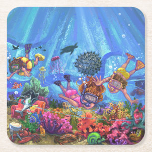 Under the Sea Square Paper Coaster