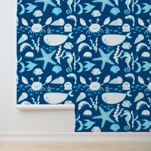 Under the Sea Starfish Whale Crab Fish Wallpaper