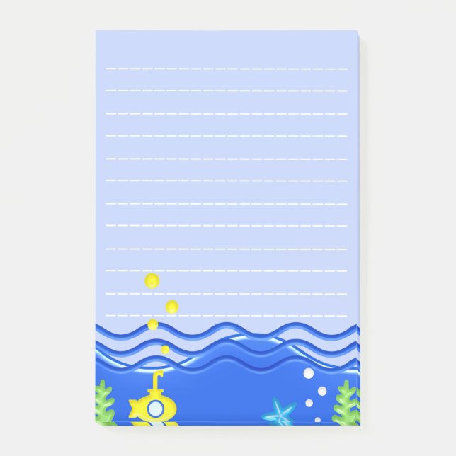 Under The Sea Submarine Beach Lined Post-it Notes (Front)