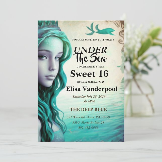 Under The Sea Sweet 16 Invitation (Standing Front)