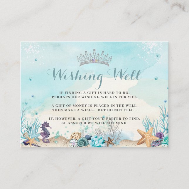 Under the Sea Sweet 16 Quinceañera Wishing Well Enclosure Card (Front)
