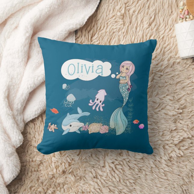 Under the Sea Sweet Mermaid Personalized Cushion (Blanket)