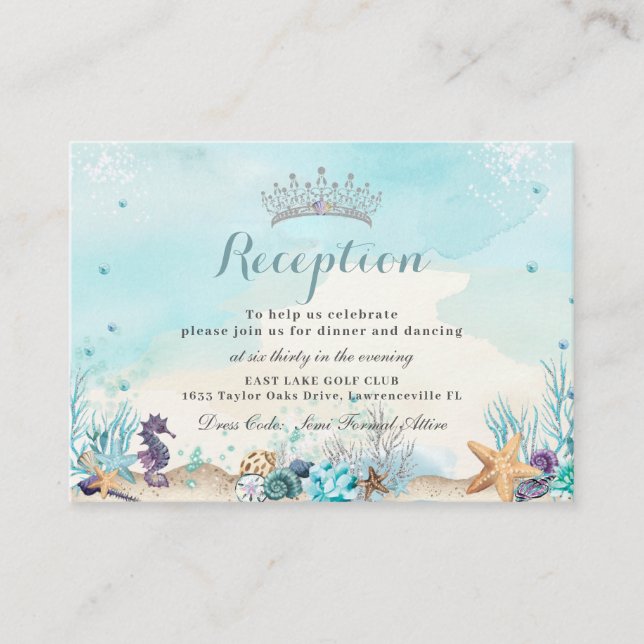 Under the Sea Sweet Sixteen Quinceañera Reception Enclosure Card (Front)