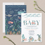 Under the Sea Teal Watercolor Oh Baby Shower Invitation<br><div class="desc">Create the perfect gender neutral baby shower invitation with this modern under the sea theme design,  featuring a hand painted whale,  coral,  and ocean animals decorating the word 'baby'. The back of the card features an under the sea ocean theme illustration. Copyright Elegant Invites,  all rights reserved.</div>