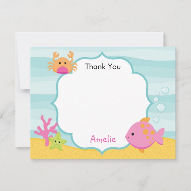 Under The Sea Thank You Card (Girls) - Ocean (Front)