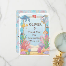 Under the Sea Thank You Card, Oliver Birthday 