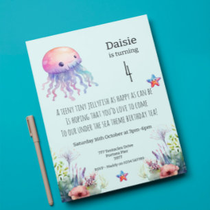 Under The Sea Theme Birthday Party Invitation 