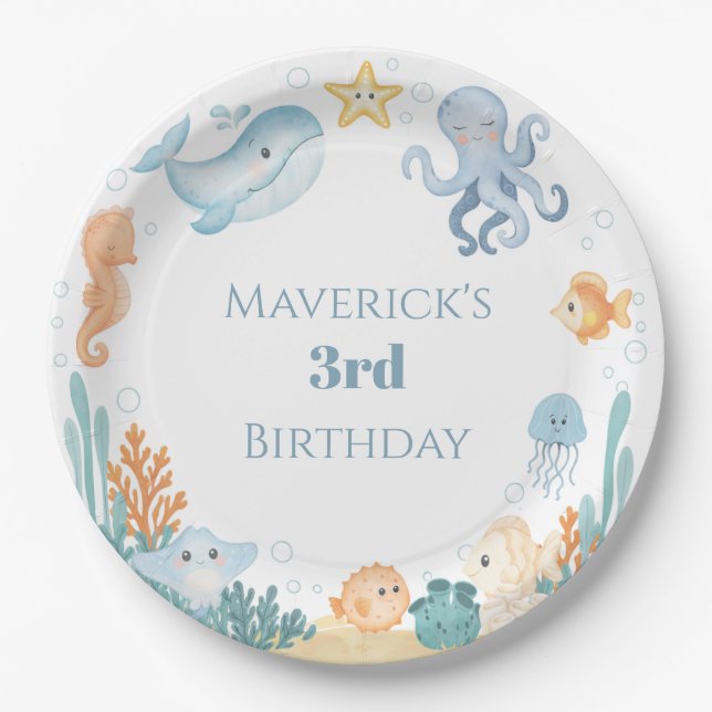 Under the Sea theme Paper Plate (Front)