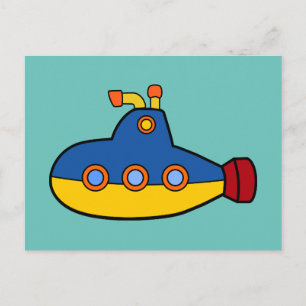Under The Sea Theme Submarine Illustration Postcard