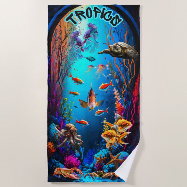 Under The Sea Tropic Fish Beach Towel (Front)