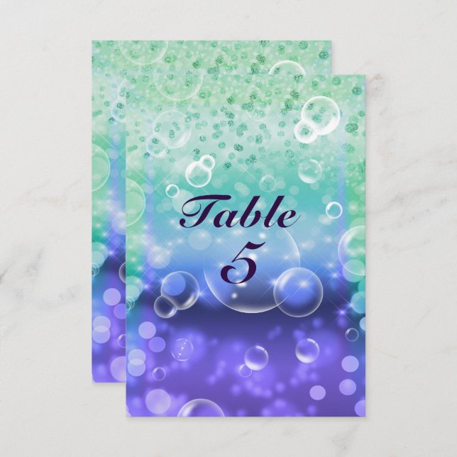 Under The Sea Tropical Ocean Sparkle Party Table Invitation (Front/Back)