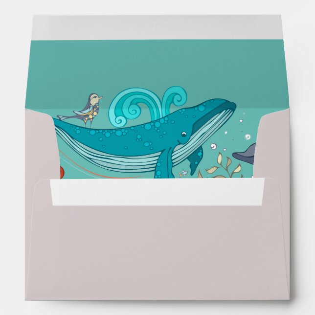 under the sea turquoise whale Envelope (Back (Bottom))