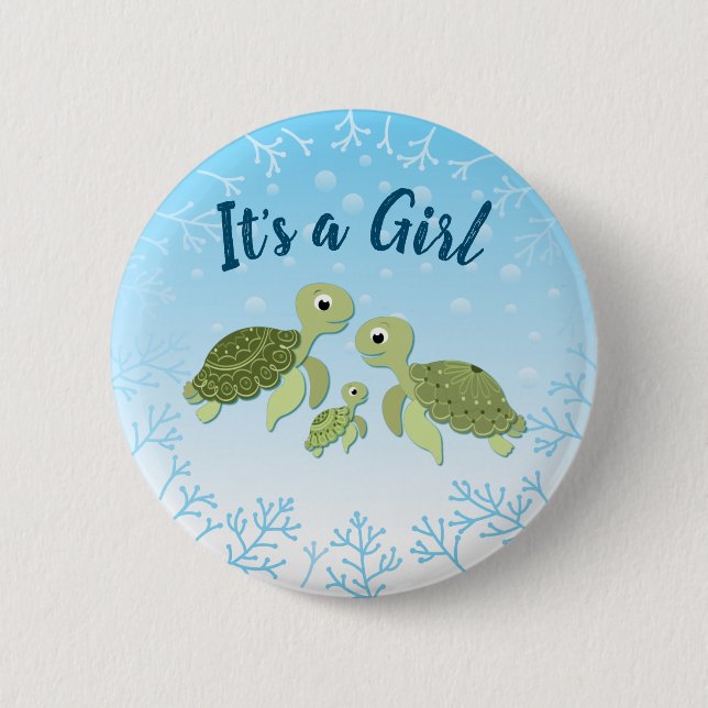 Under the Sea Turtle Baby Shower 6 Cm Round Badge (Front)