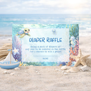 Under the Sea Turtle Baby Shower Diaper Raffle Enclosure Card