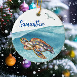 Under the Sea Turtle Personalised  Ceramic Tree Decoration<br><div class="desc">This design may be personalised by choosing the customise option to add text or make other changes. If this product has the option to transfer the design to another item, please make sure to adjust the design to fit if needed. Contact me at colorflowcreations@gmail.com if you wish to have this...</div>