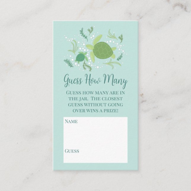 Under the Sea Turtles Baby Shower Guess How Many Enclosure Card (Front)