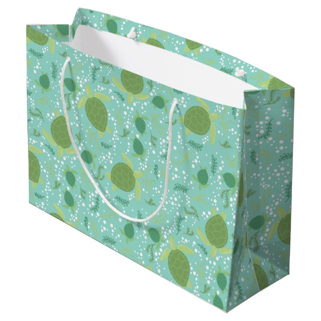 Under the Sea Turtles Baby Shower Large Gift Bag (Back Angled)