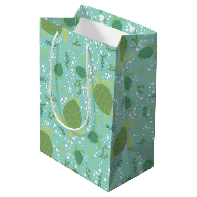 Under the Sea Turtles Baby Shower Medium Gift Bag (Back Angled)