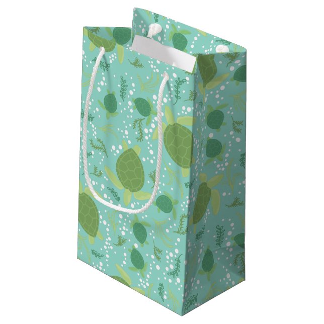 Under the Sea Turtles Baby Shower Small Gift Bag (Back Angled)