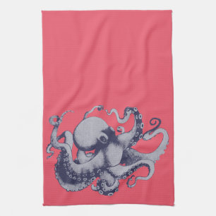 Under The Sea Vintage Octopus Tea Towel