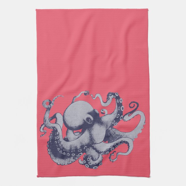 Under The Sea Vintage Octopus Tea Towel (Vertical)