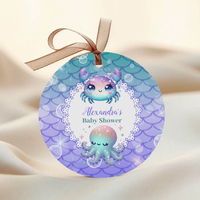 Under the Sea Watercolor Baby Shower Classic Round Sticker (Creator Uploaded)