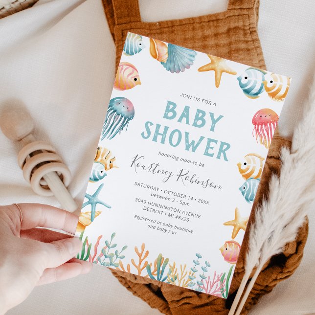 Under the Sea Watercolor Baby Shower Invitation (Creator Uploaded)