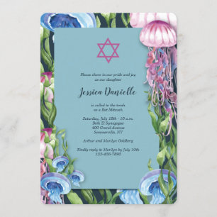 Under The Sea Watercolor Bat Mitzvah Invitation