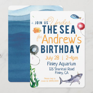 Under The Sea Watercolor Birthday Invitation