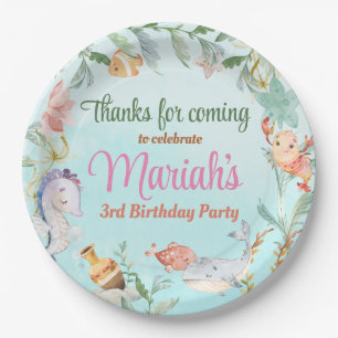 Under the sea watercolor Birthday Paper Plate