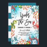 Under the Sea Watercolor Friends Kids Birthday Invitation<br><div class="desc">Invite family and friends to your event with this under the sea theme kids birthday invitation. It features watercolor illustrations of a cute turtle,  crab,  whale and colourful corals. This sea invitation is perfect for beach and summer birthday parties. Personalise by adding names,  date,  time and other event details.</div>